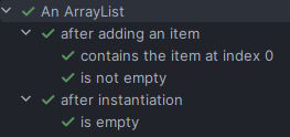 The test results as shown by IntelliJ IDEA
